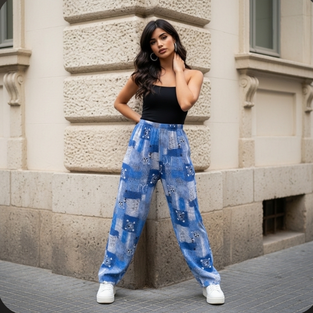 Risa Blue and Gray Yoga Haren Pant with Elastic Waistband Size Medium - Picture 9 of 9